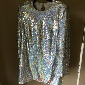 Open back sequin long sleeve dress